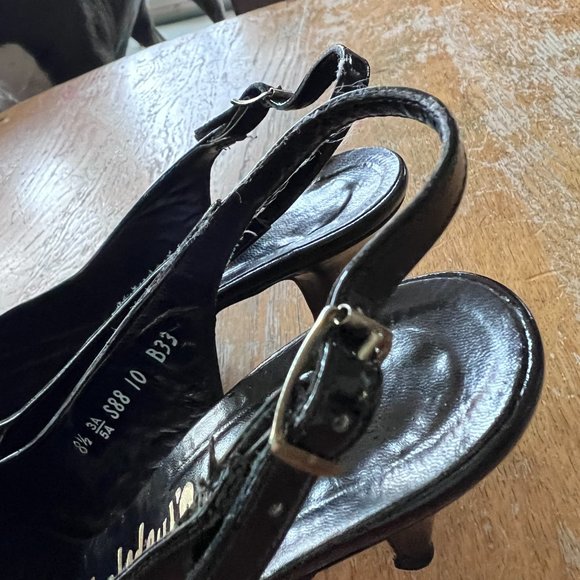 Vintage Patent Leather INGLEDEWS Charles Patou Slingback Heel Shoes Bow Size 8.5 - Picture 4 of 6